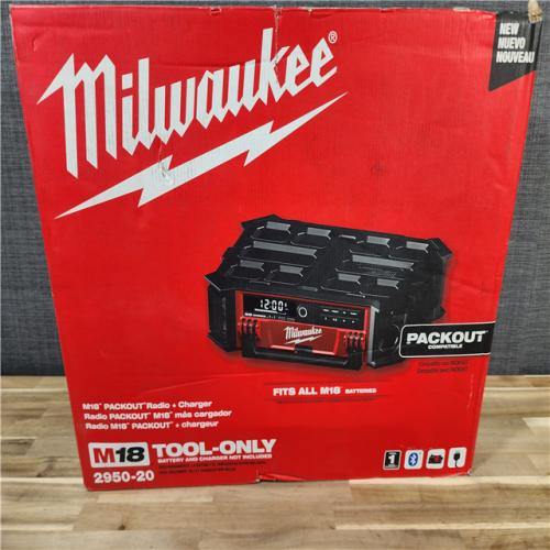 HOUSTON LOCATION - AS-IS Milwaukee 2950-20 18V M18 PACKOUT Lithium-Ion Cordless Radio + Charger (Tool Only)