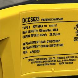 AS-IS DEWALT 20-Volt MAX 8 in. Brushless Cordless Battery Powered Pruning Mini Chainsaw Kit