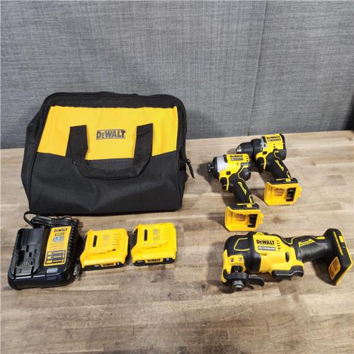 HOUSTON LOCATION - AS-IS DeWalt 20V MAX ATOMIC Cordless Brushless 3 Tool Combo Kit