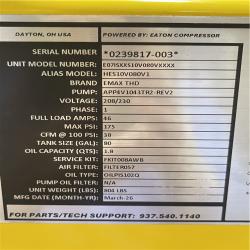 DALLAS LOCATION- AS-IS EMAX 80 Gal. 10 HP V4 1-Phase Silent Air 175 PSI Electric Air Compressor