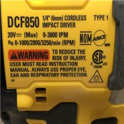 AS-IS DEWALT ATOMIC 20V MAX Lithium-Ion Cordless 1/4 in. Brushless Impact Driver Kit