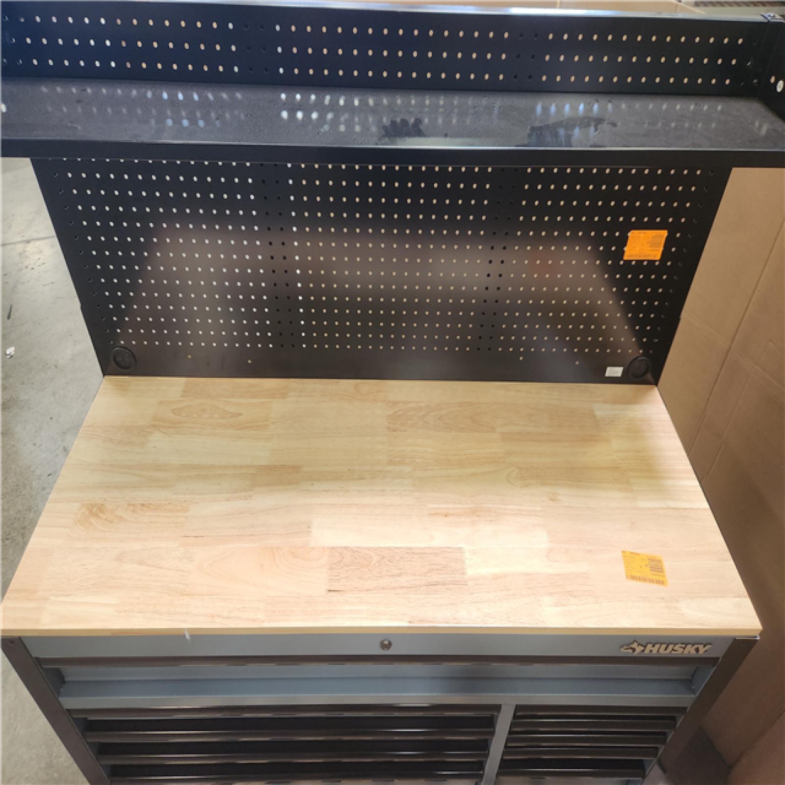 Phoenix LIKE NEW Husky Standard-Duty 52 in. W 10-Drawer Matte Cadet Gray Mobile Workbench Cabinet with Solid Wood Top With Modular Board)