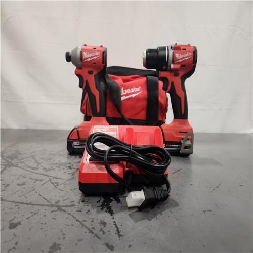 AS-IS- Milwaukee18V Lithium-Ion Brushless Cordless Compact Drill/Impact Combo Kit