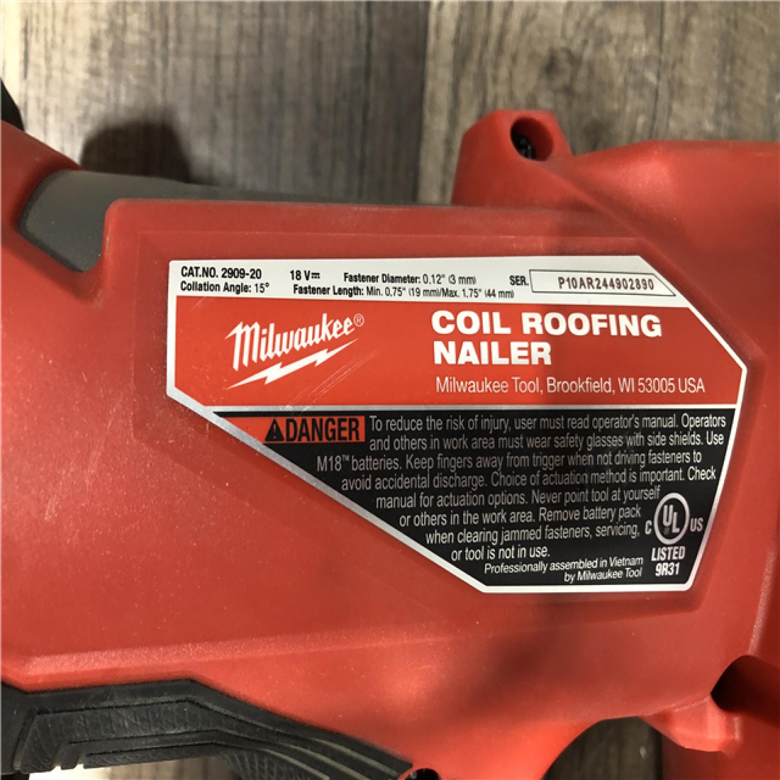 AS-IS Milwaukee FUEL 18-Volt Lithium-Ion Brushless Cordless Coil Roofing Nailer (Tool Only)