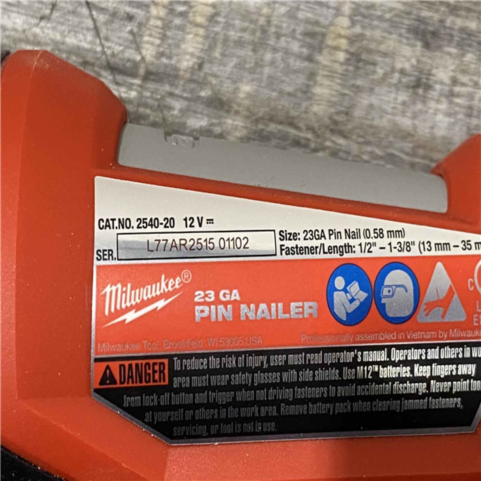 AS-IS Milwaukee 12-Volt 23-Gauge Lithium-Ion Cordless Pin Nailer (Tool-Only)