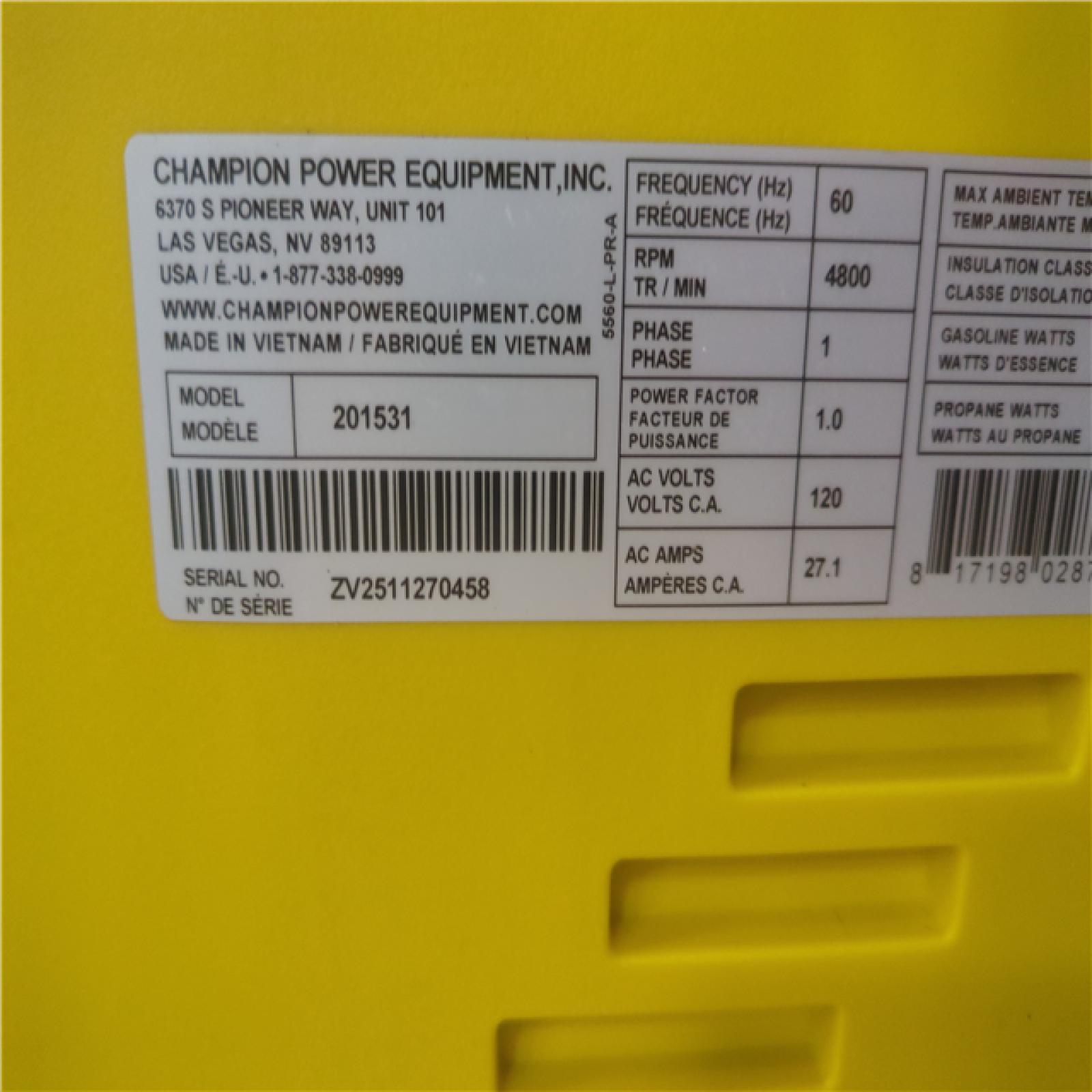 CALIFORNIA AS-IS CHAMPION PORTABLE POWER GENERATOR