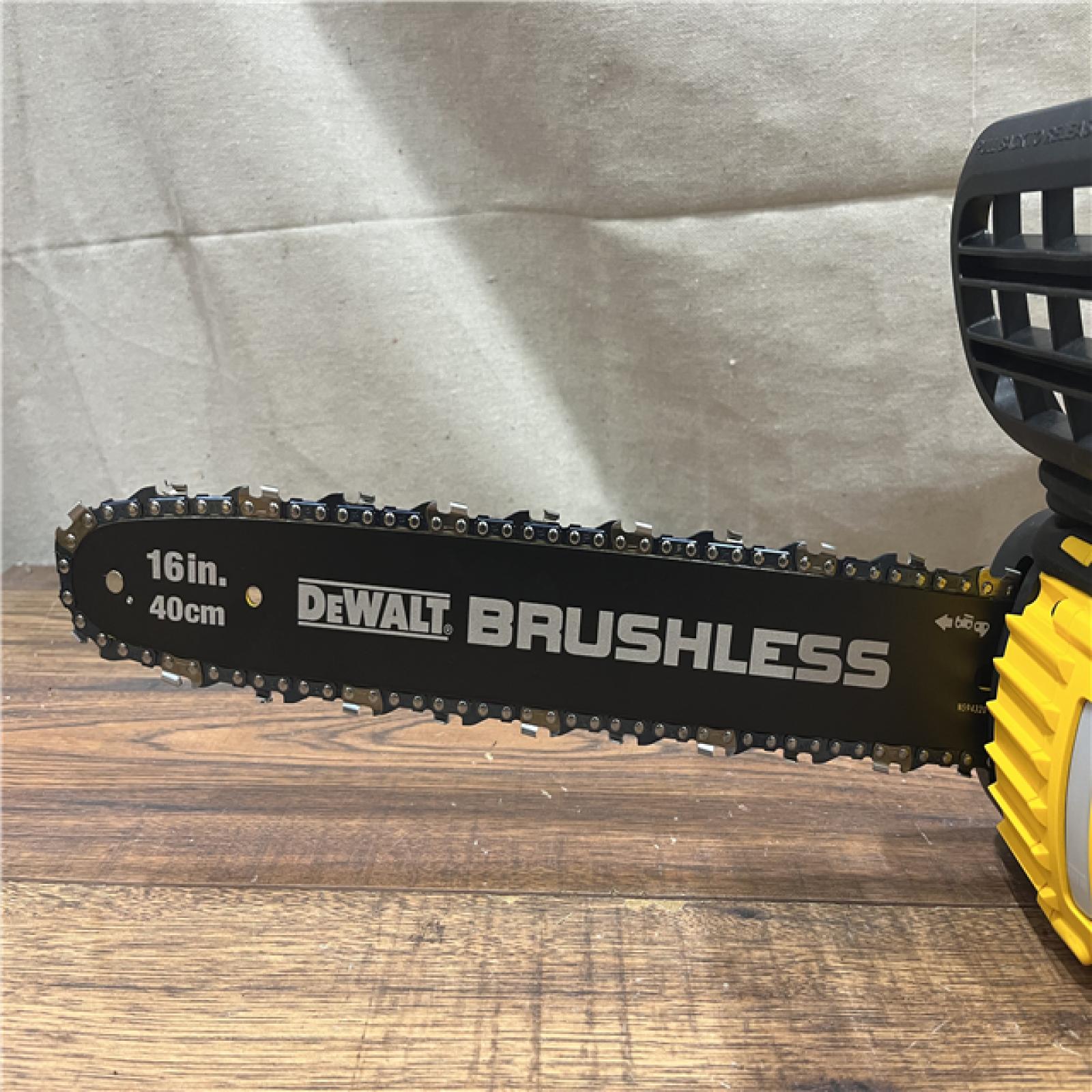 AS-IS DEWALT  FLEXVOLT 60V MAX 16in. Brushless Cordless Battery Powered Chainsaw Kit with (1) FLEXVOLT 2 Ah Battery & Charger