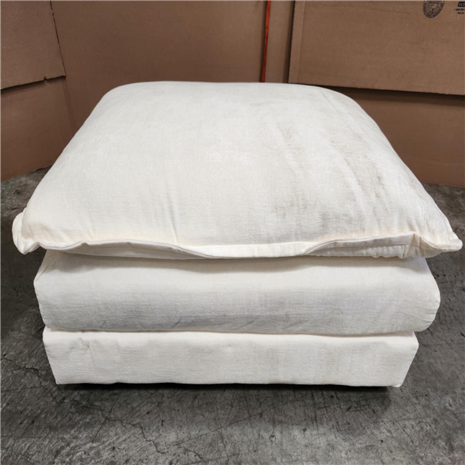 Phoenix Location AS-IS LACOO 118 in. Chenille Flared Arm L-Shaped Deluxe Pillow-Styled Modular Sectional Sofa in off White with Ottoman (Complete)