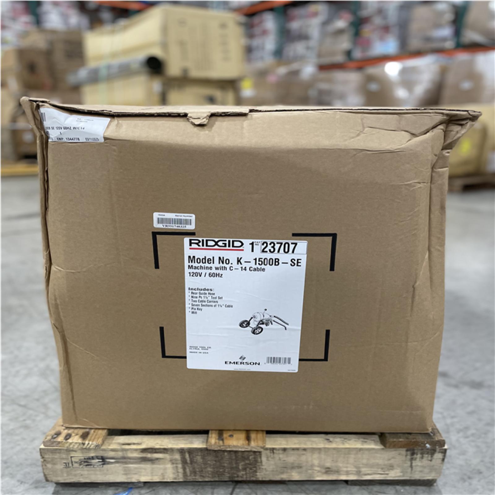 DALLAS LOCATION- RIDGID K1500B Sectional Machine for 2-8 in. Lines  w/Mitt  Pin Key  Rear Guide Hose  11/4 in. Cable  2-Cable Carriers  Tool Set