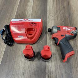 AS-IS Milwaukee M12 FUEL SURGE 12V Lithium-Ion Brushless Cordless 1/4 in. Hex Impact Driver Compact Kit W/Two 2.0Ah Batteries, Bag