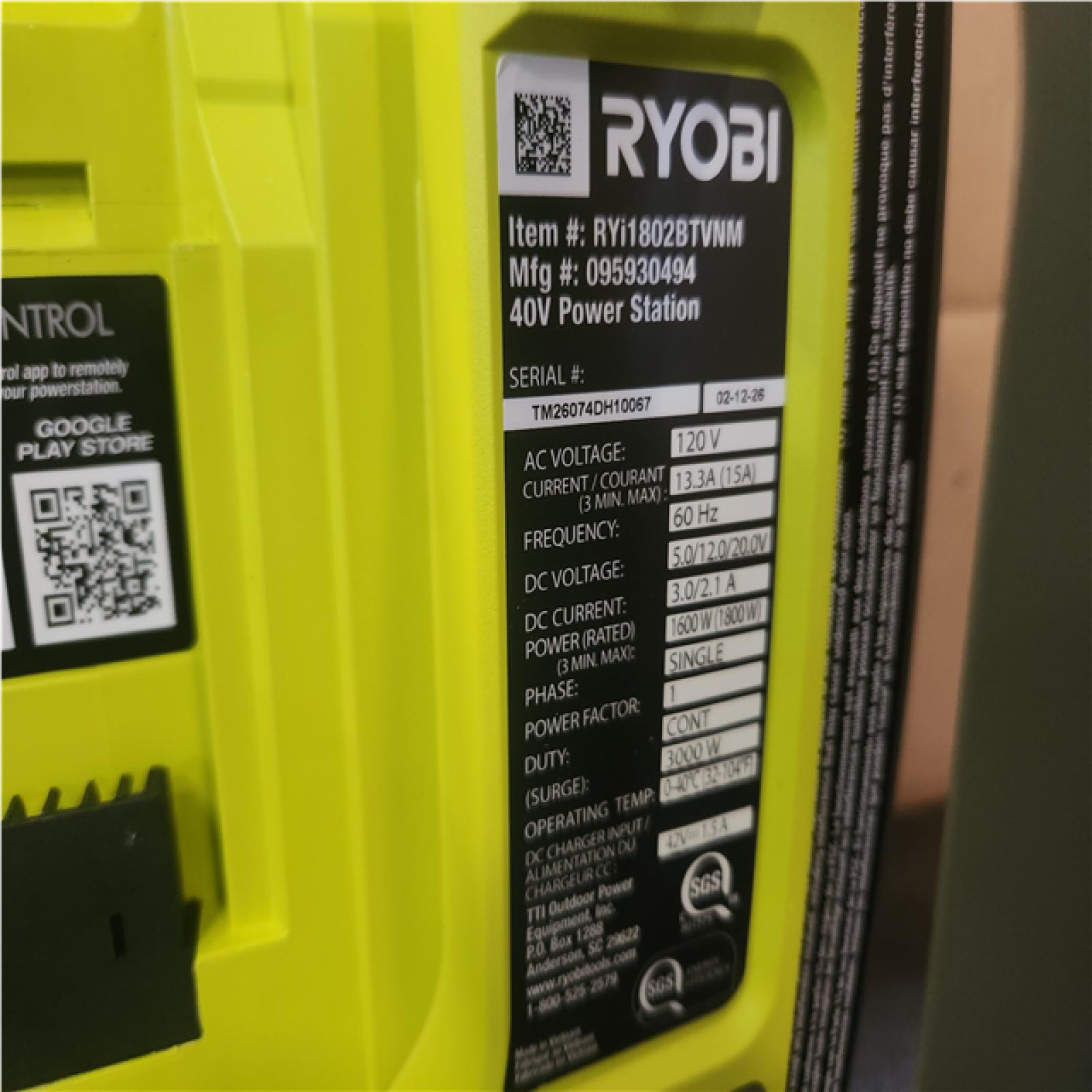 Phoenix NEW RYOBI 40V 1800-Watt Portable Battery Inverter Power Station and 4-Port Charger (Tool Only)
