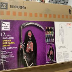 DALLAS LOCATION - AS-IS Home Accents Holiday 12 ft. Grave & Bones Giant-Sized Color Changing Animated LED Levitating Reaper