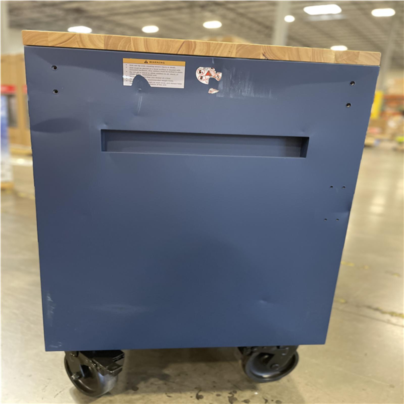 DALLAS LOCATION- AS-IS Husky Tool Storage Heavy Duty 84 in. W x 24 in. D Matte Blue Mobile Workbench Cabinet