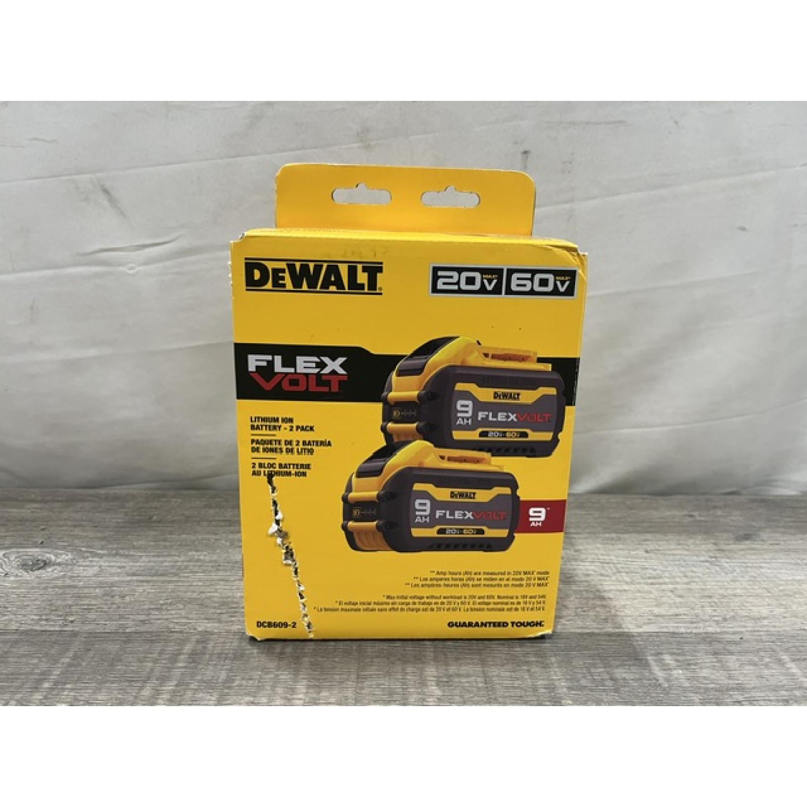 NEW - DEWALT FLEXVOLT 20V/60V MAX Lithium-Ion 9.0Ah Battery Pack (2 Pack)