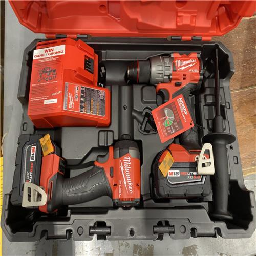 AS-IS MILWAUKEE M18 FUEL 18V Lithium-Ion Brushless Cordless Hammer Drill and Impact Driver Combo Kit (2-Tool) with 2 Batteries