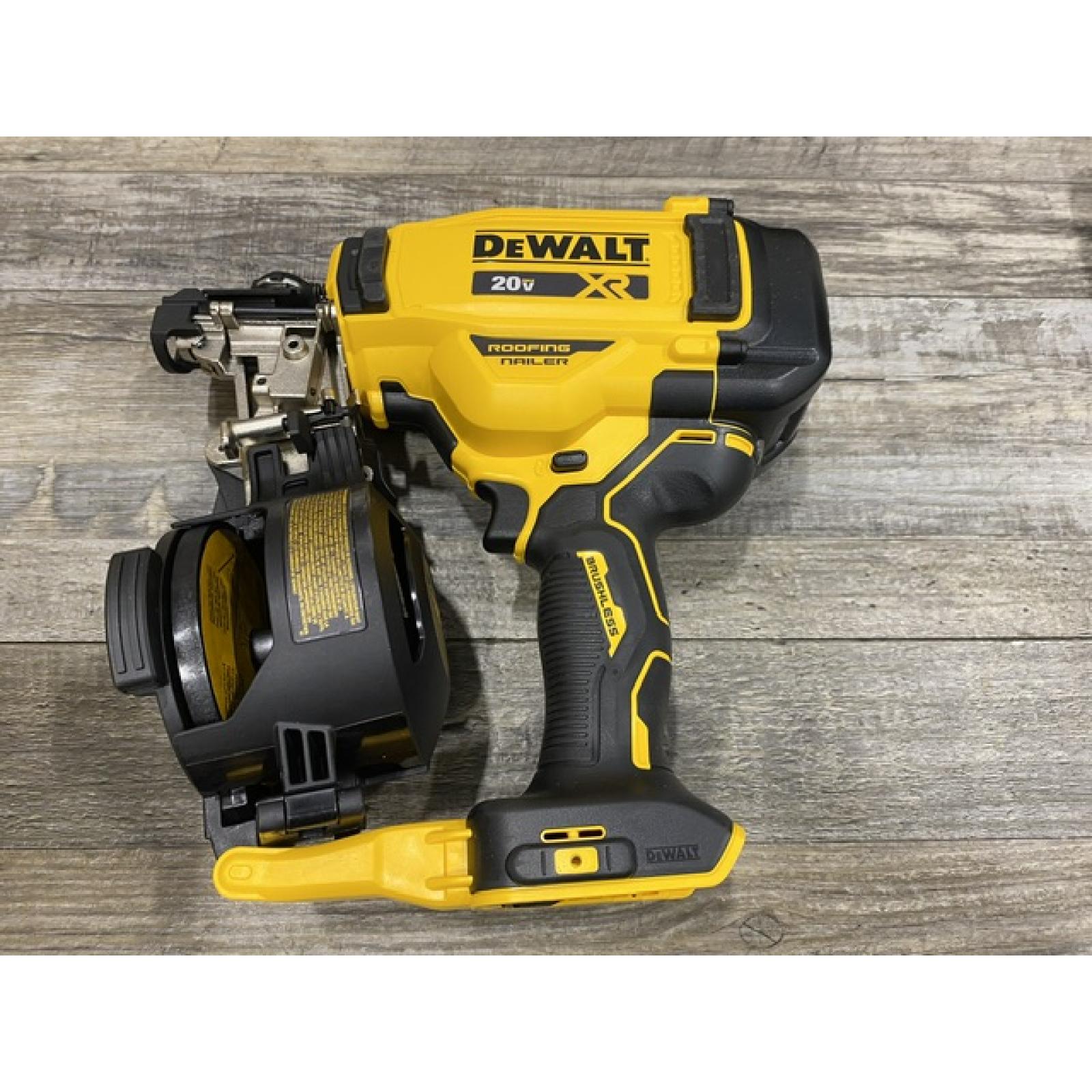 AS-IS DEWALT 20V MAX Lithium-Ion 15-Degree Electric Cordless Roofing Nailer Kit