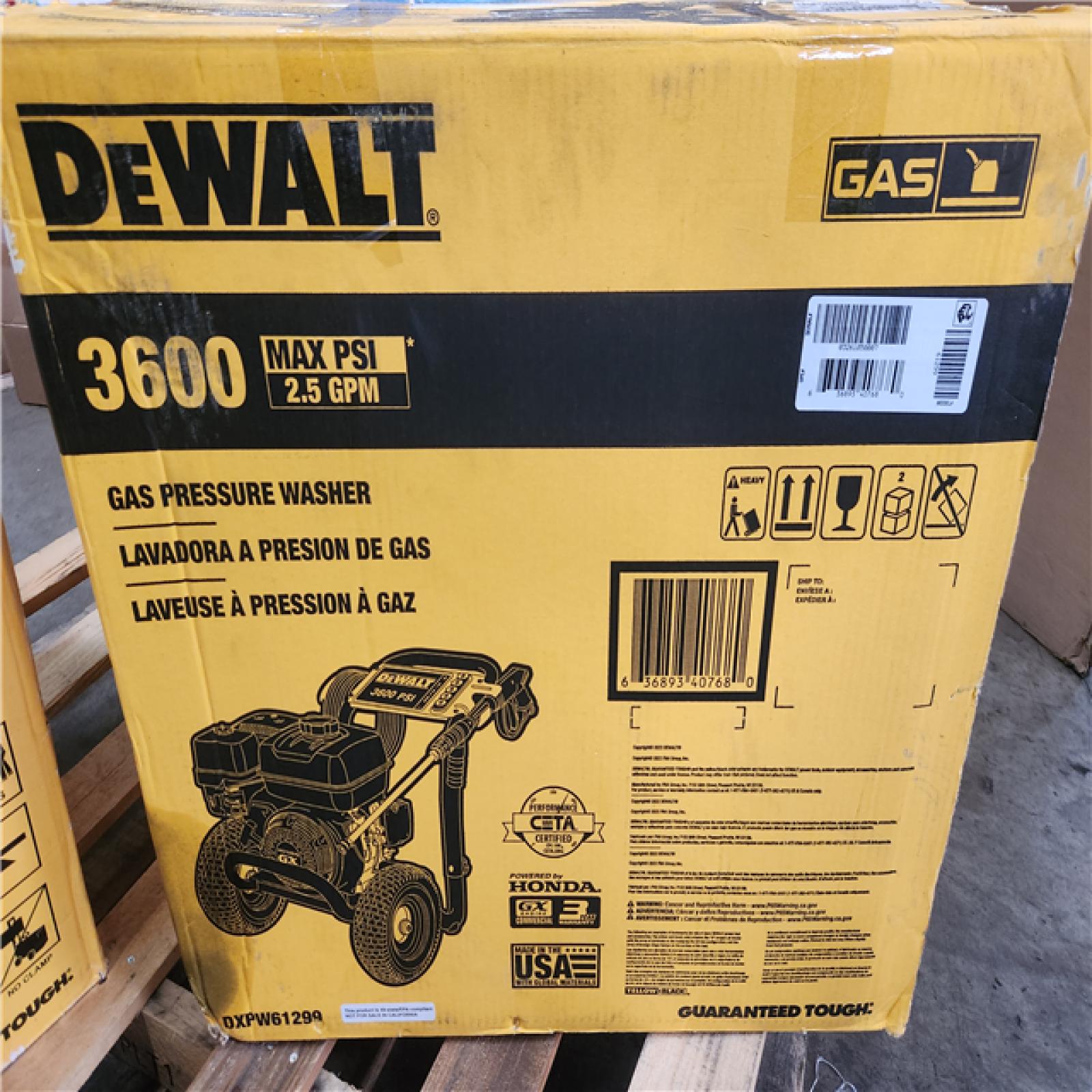Phoenix LIKE NEW DEWALT 3600 PSI 2.5 GPM Gas Pressure Washer with Honda GX200 Engine  Heavy-Duty Commercial Cold Water Power Cleaner (No HOSE)