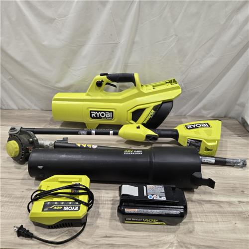 AS-IS Ryobi 40V HP 650 CFM 160 MPH Cordless Leaf Blower and Carbon Fiber String Trimmer Kit