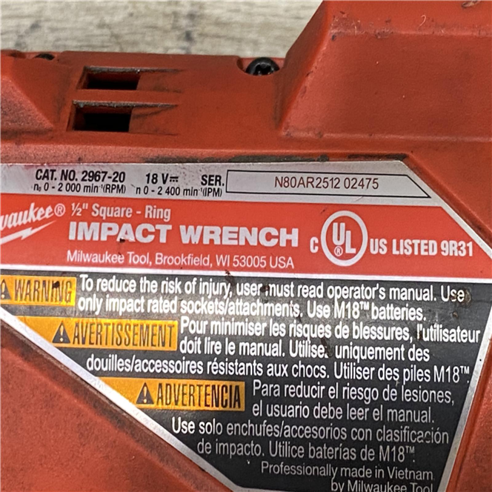 AS-IS Milwaukee FUEL 18V Lithium-Ion Brushless Cordless 1/2 in. Impact Wrench w/Friction Ring Kit