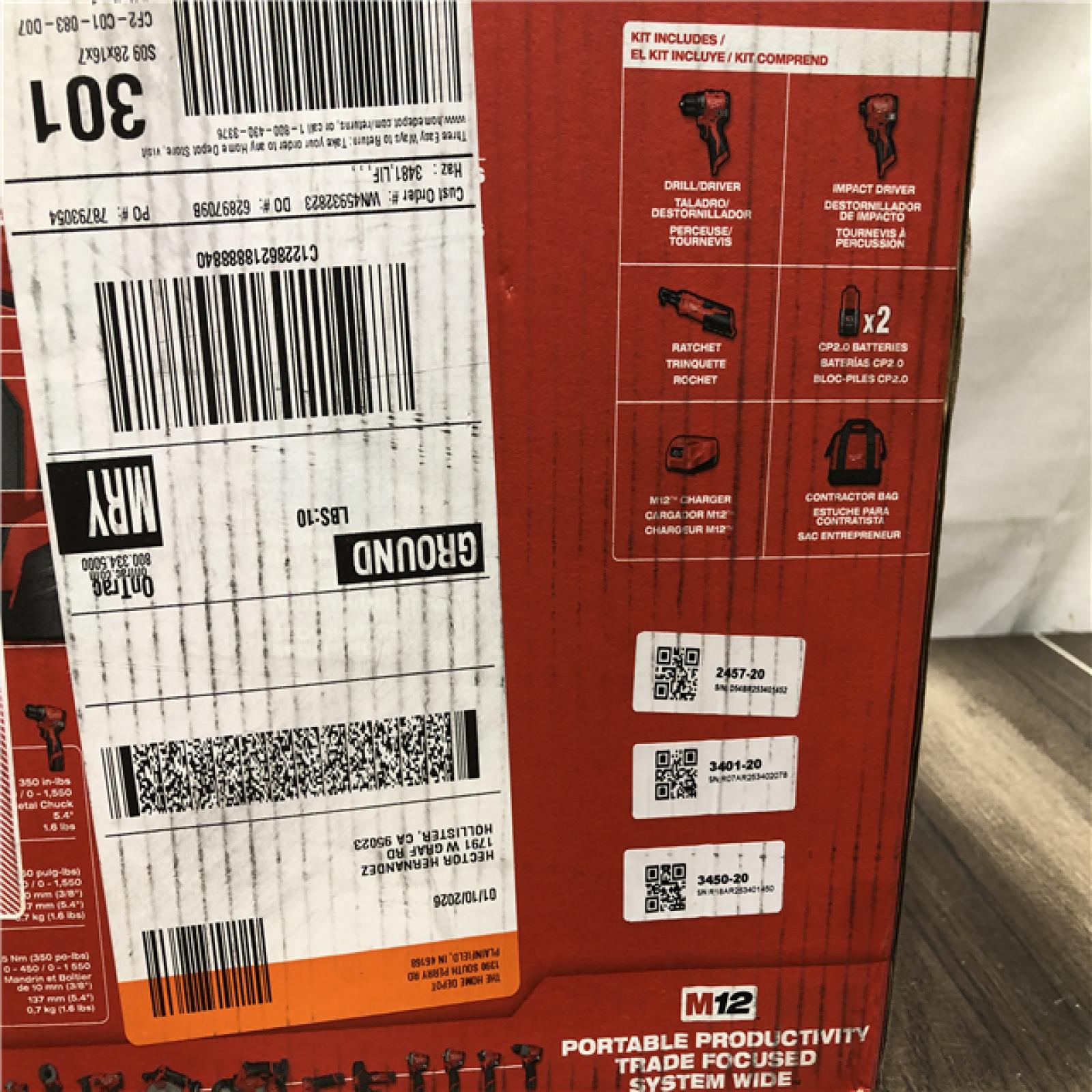 NEW- Milwaukee 12-Volt Lithium-Ion Brushless Cordless Subcompact Drill &Impact Driver Combo Kit