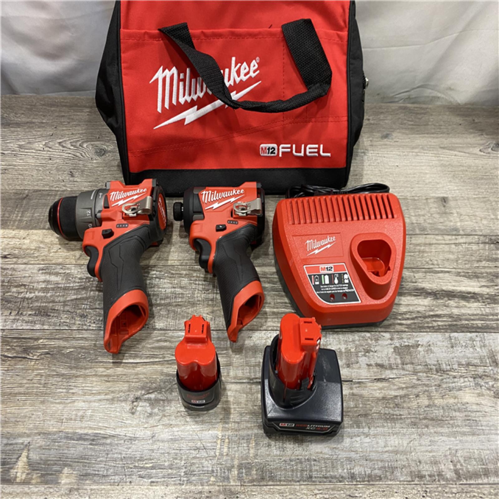 AS-IS Milwaukee FUEL 12-Volt Lithium-Ion Brushless Cordless Hammer Drill and Impact Driver Combo Kit