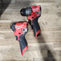 HOUSTON LOCATION - AS-IS Milwaukee FUEL 12-Volt Lithium-Ion Brushless Cordless Hammer Drill and Impact Driver Combo Kit