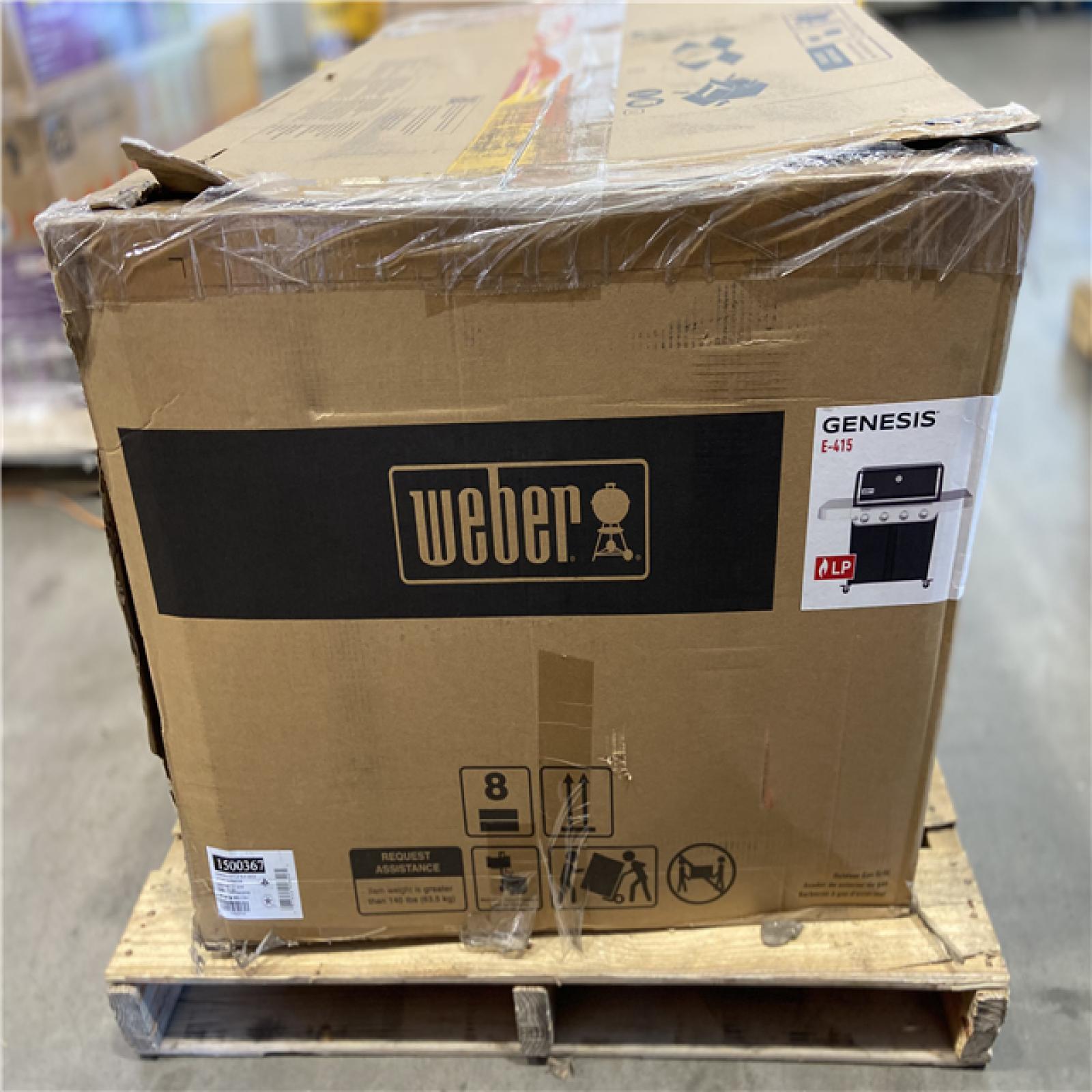 DALLAS LOCATION - Weber Genesis E-415 4-Burner Liquid Propane Gas Grill in Black with Side Tables