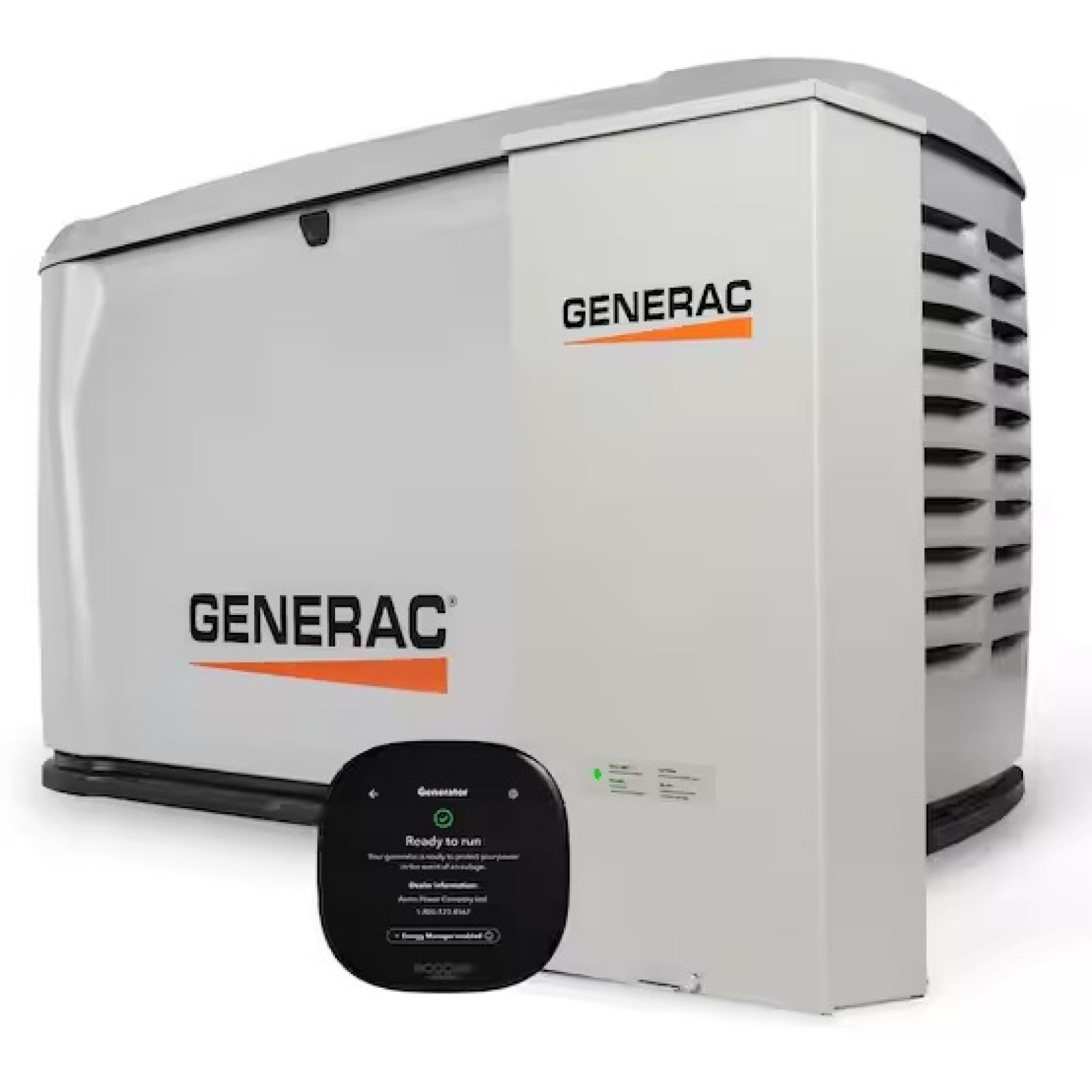 DALLAS LOCATION - GENERAC 28kW Auto Start Generator W/ 200 Amp Transfer Switch  Mobile Monitoring Thermostat
