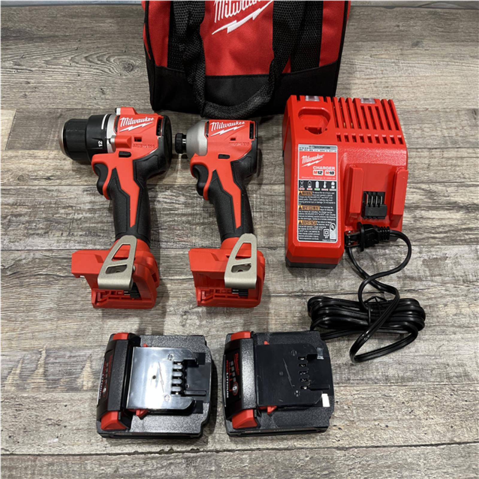AS-IS Milwaukee 18V Lithium-Ion Brushless Cordless Compact Drill/Impact Combo Kit