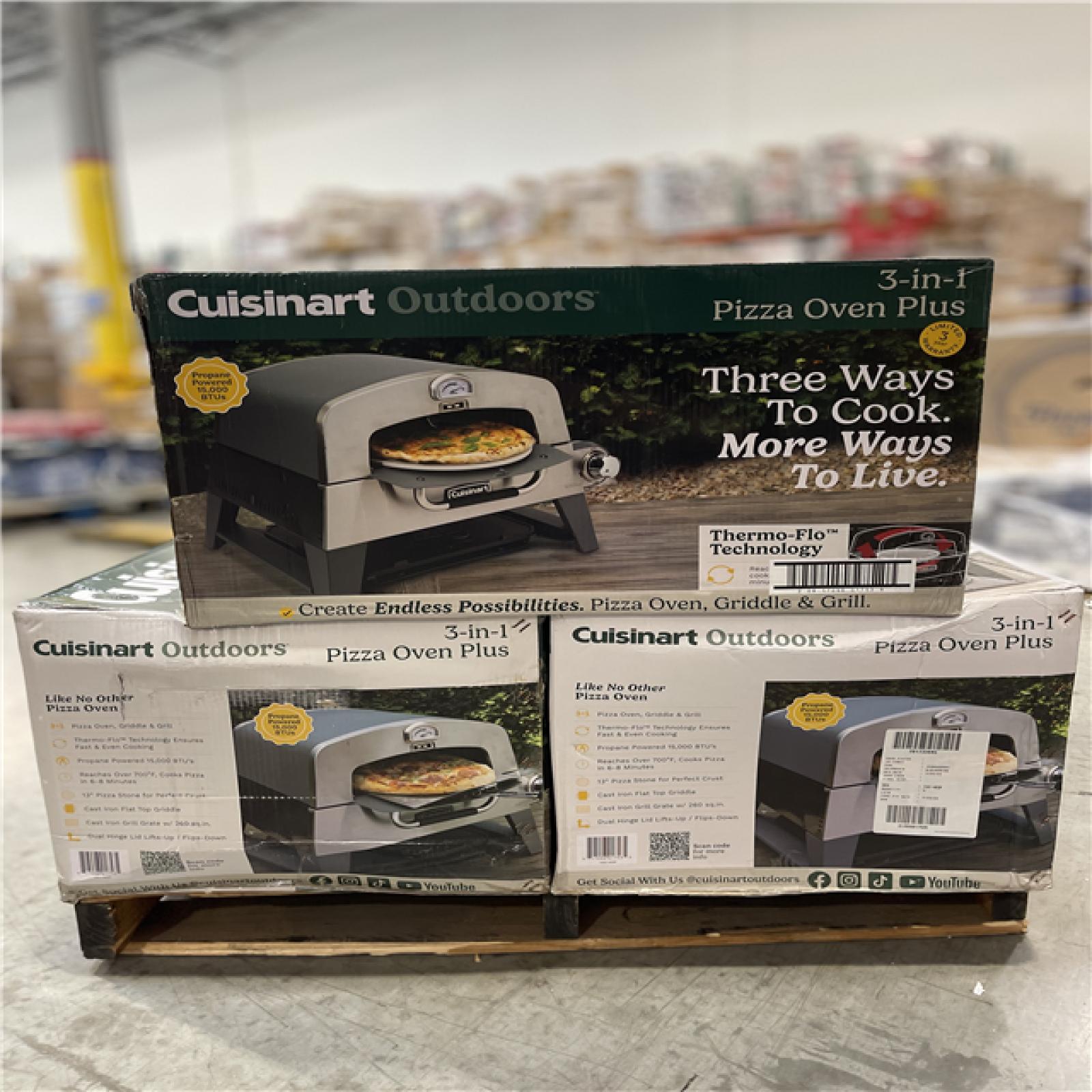 DALLAS LOCATION- CUISINART OUTDOORS 3-In-1 Propane Tank Griddle and Grill Outdoor Pizza Oven PALLET-(5 UNITS)