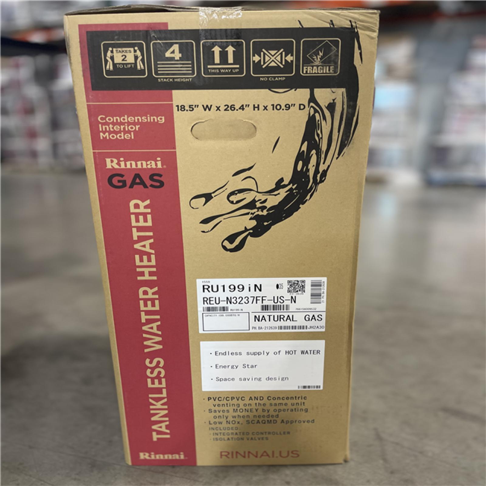 DALLAS LOCATION- NEW!- Rinnai 199 000 BTU Tankless Water Heater