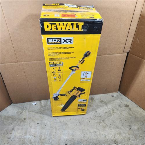 Houston location- AS-IS DEWALT 20V MAX Cordless Battery Powered String Trimmer & Leaf Blower Combo Kit with (1) 4.0 Ah Battery and Charger
