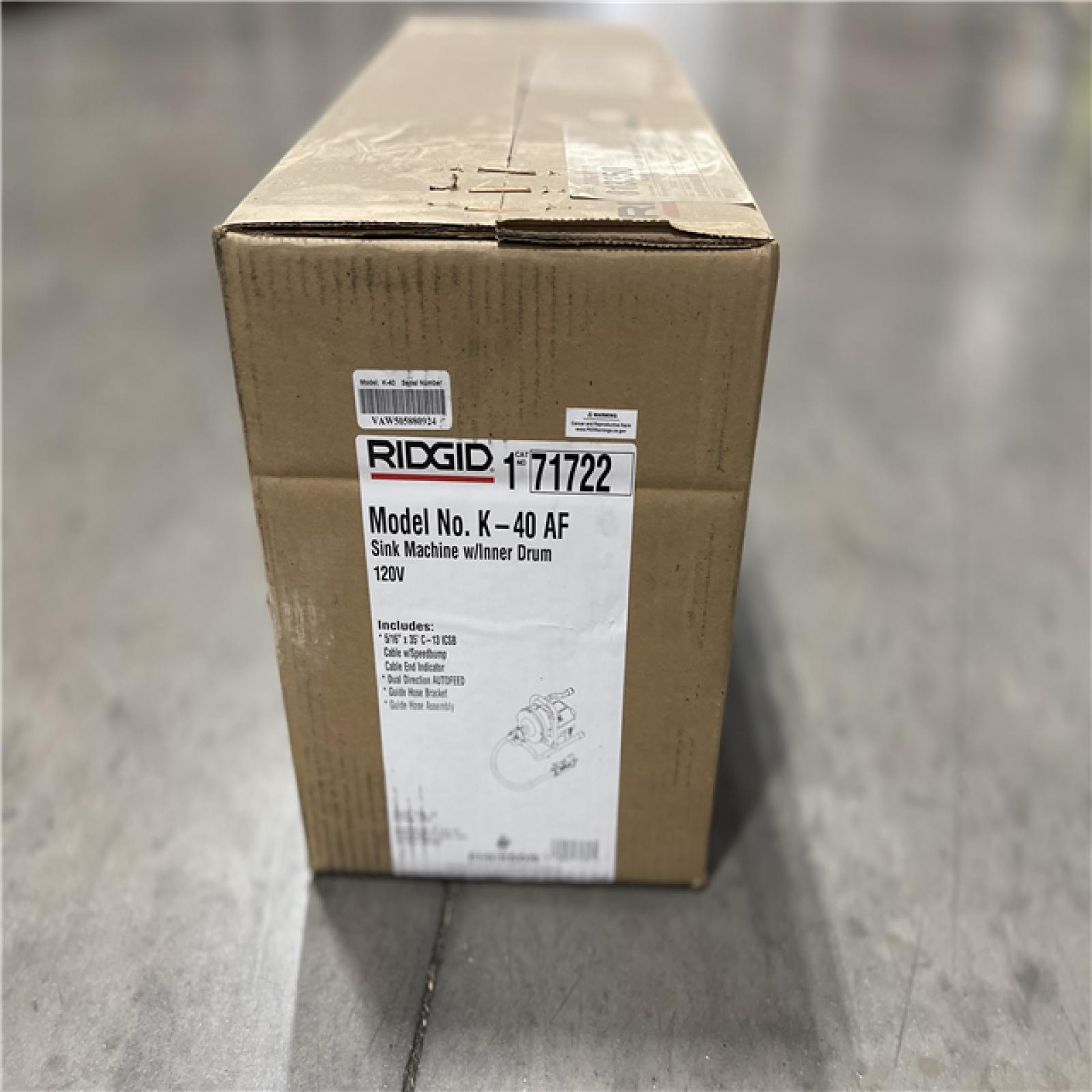 NEW! - RIDGID K-40AF Drain Cleaning Autofeed Snake Auger Machine