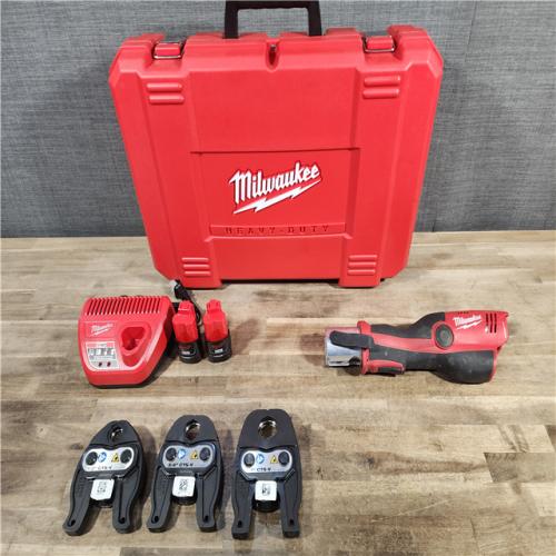 HOUSTON LOCATION - AS-IS MILWAUKEE 12-Volt Lithium-Ion Force Logic Cordless Press Tool Kit (3 Jaws Included) with Two 1.5 Ah Battery and Hard Case
