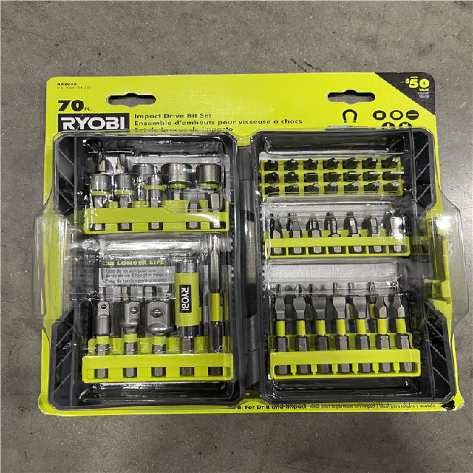 NEW!- RYOBI 70PC IMPACT DRIVING KIT -(6 UNITS)