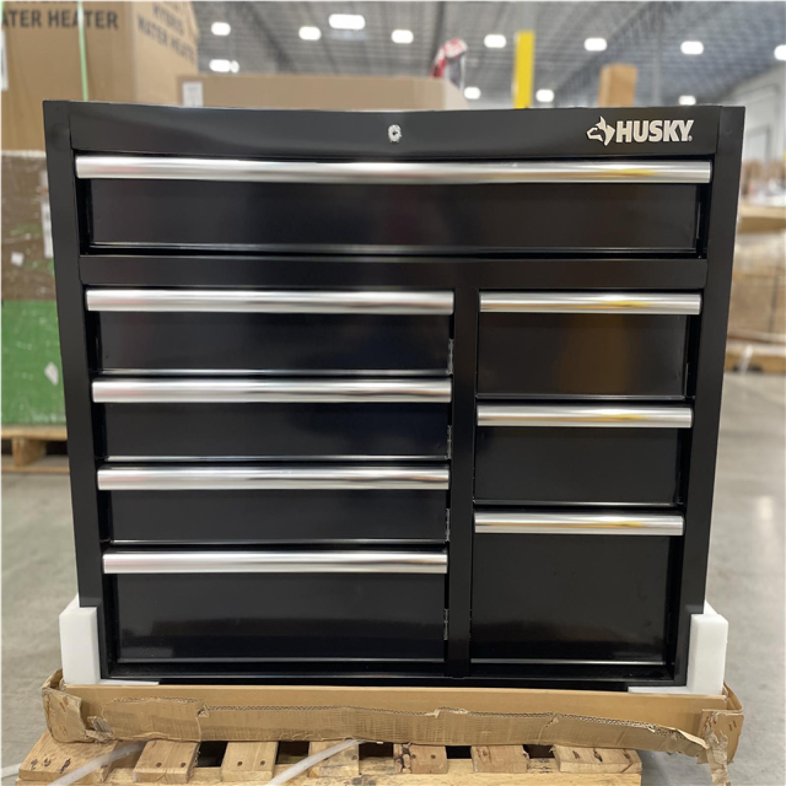 DALLAS LOCATION- AS-IS HUSKY 42 IN. 8 DRAWER TOOL CABINET (GLOSS BLACK)