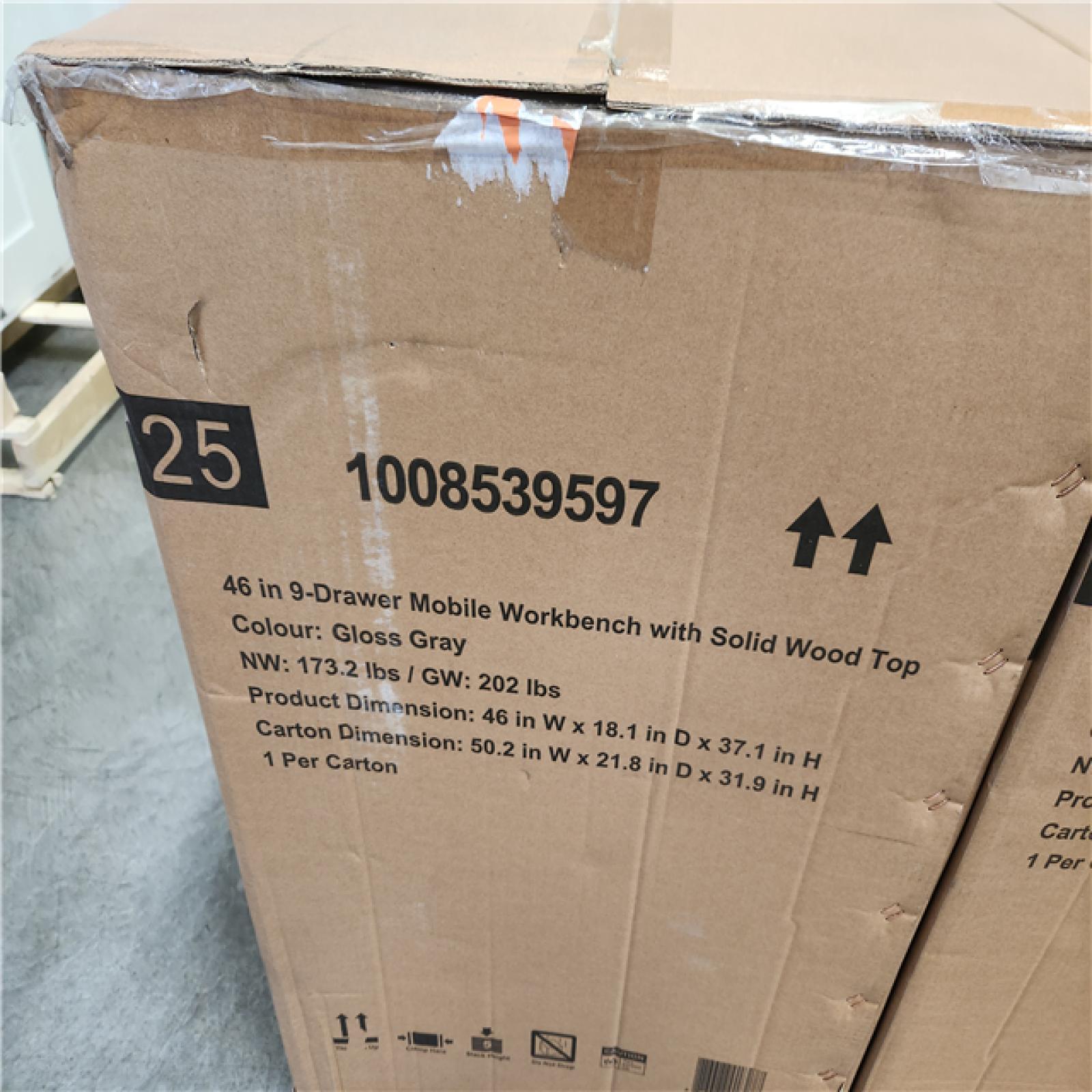 Phoenix NEW Husky Tool Storage 46 in. W Gloss Gray Mobile Workbench 9-Drawer with Solid Wood Top (SEALED)