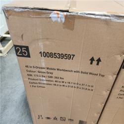 Phoenix NEW Husky Tool Storage 46 in. W Gloss Gray Mobile Workbench 9-Drawer with Solid Wood Top (SEALED)