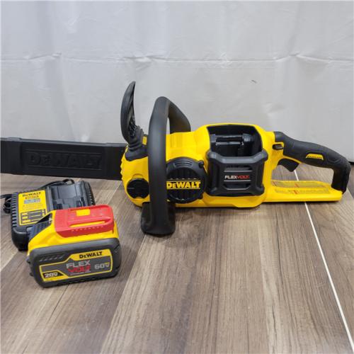 AS-IS   DEWALT  FLEXVOLT 60V MAX 16in. Brushless Cordless Battery Powered Chainsaw Kit with (1) FLEXVOLT 2 Ah Battery & Charger