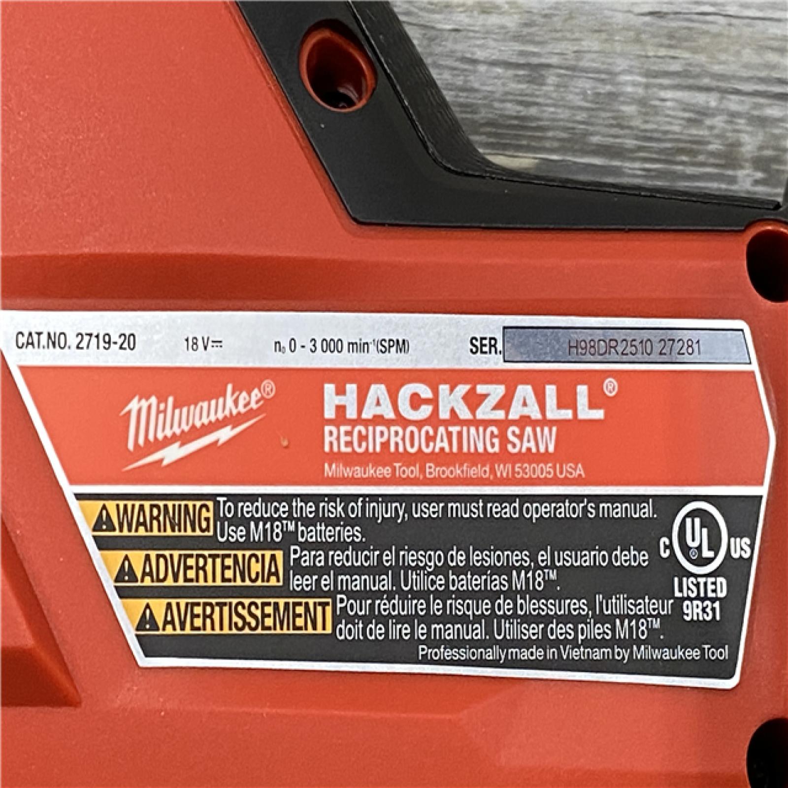 AS-IS Milwaukee FUEL 18V Lithium-Ion Brushless Cordless HACKZALL Reciprocating Saw (Tool-Only)