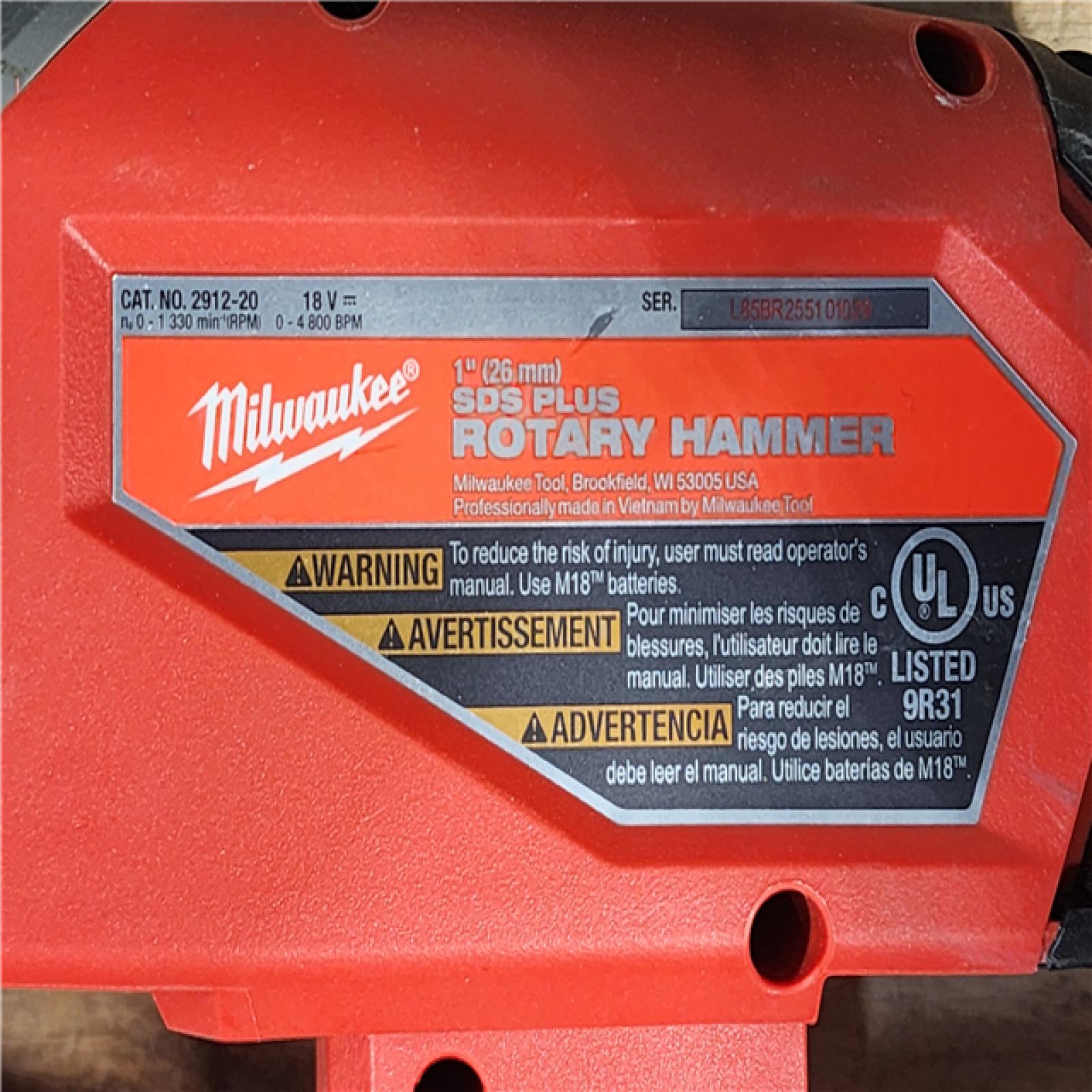 HOUSTON LOCATION - AS-IS Milwaukee FUEL 18V Lithium-Ion Brushless Cordless 1 in. SDS-Plus Rotary Hammer (Tool-Only)