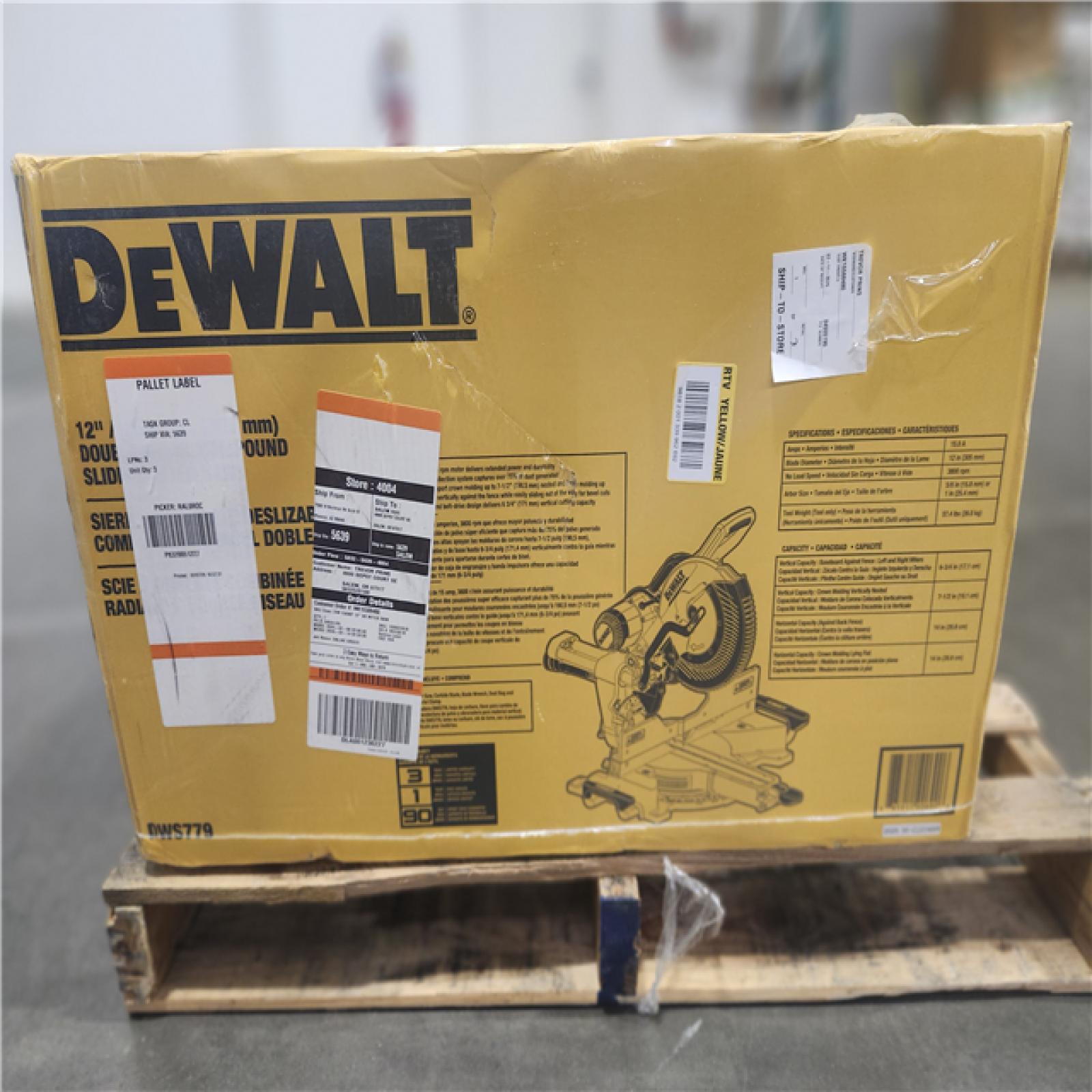 NEW- DeWalt 15 Amps 12 in. Corded Dual-Bevel Sliding Compound Miter Saw