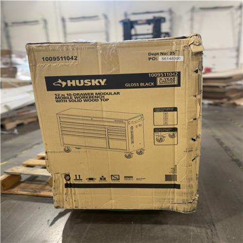 DALLAS LOCATION- AS-IS HUSKY Standard-Duty 52 in. W 10-Drawer Mobile Workbench with Solid Top