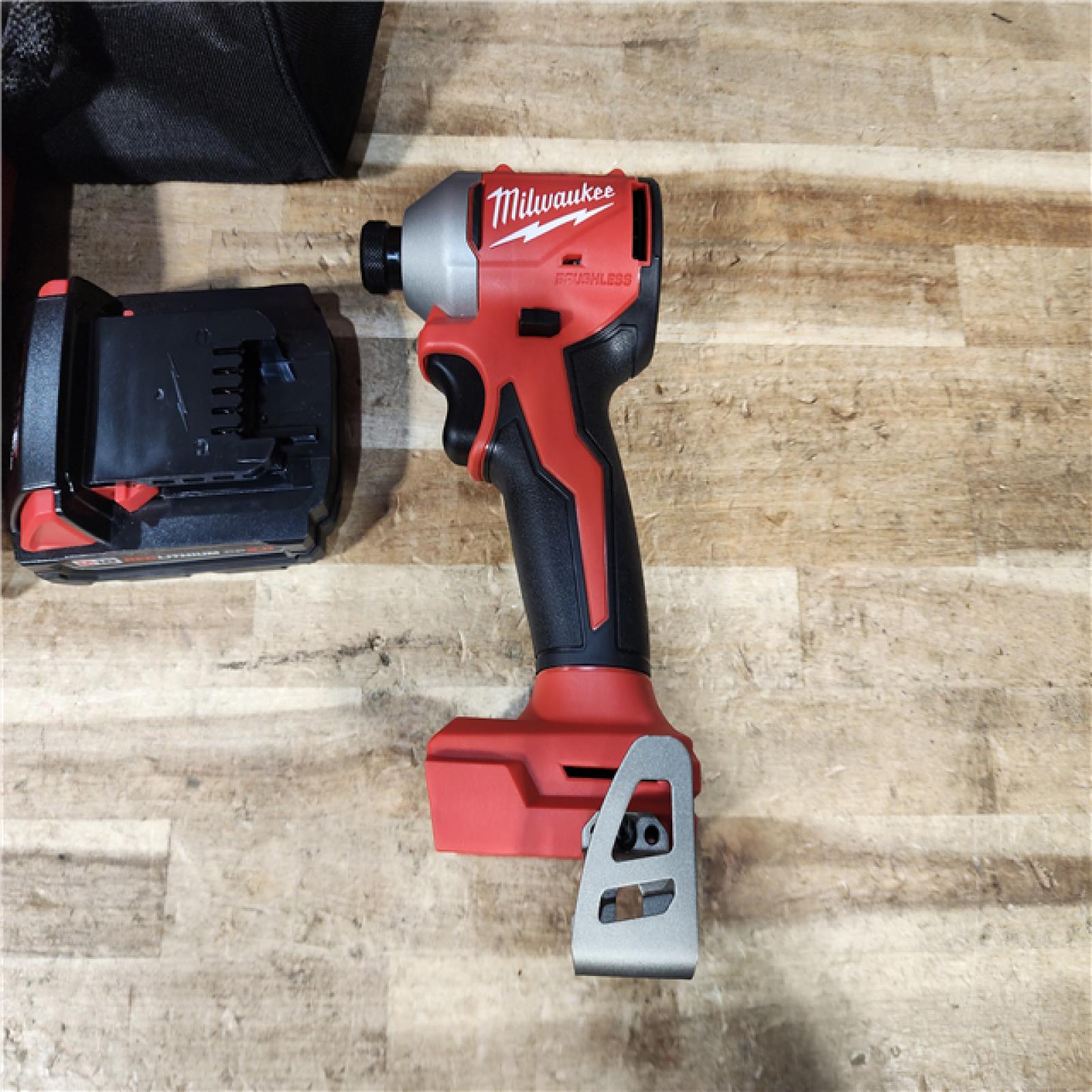 HOUSTON LOCATION - AS - IS Milwaukee 18-Volt Lithium-Ion Compact Brushless Cordless 1/4 in. Impact Driver Kit
