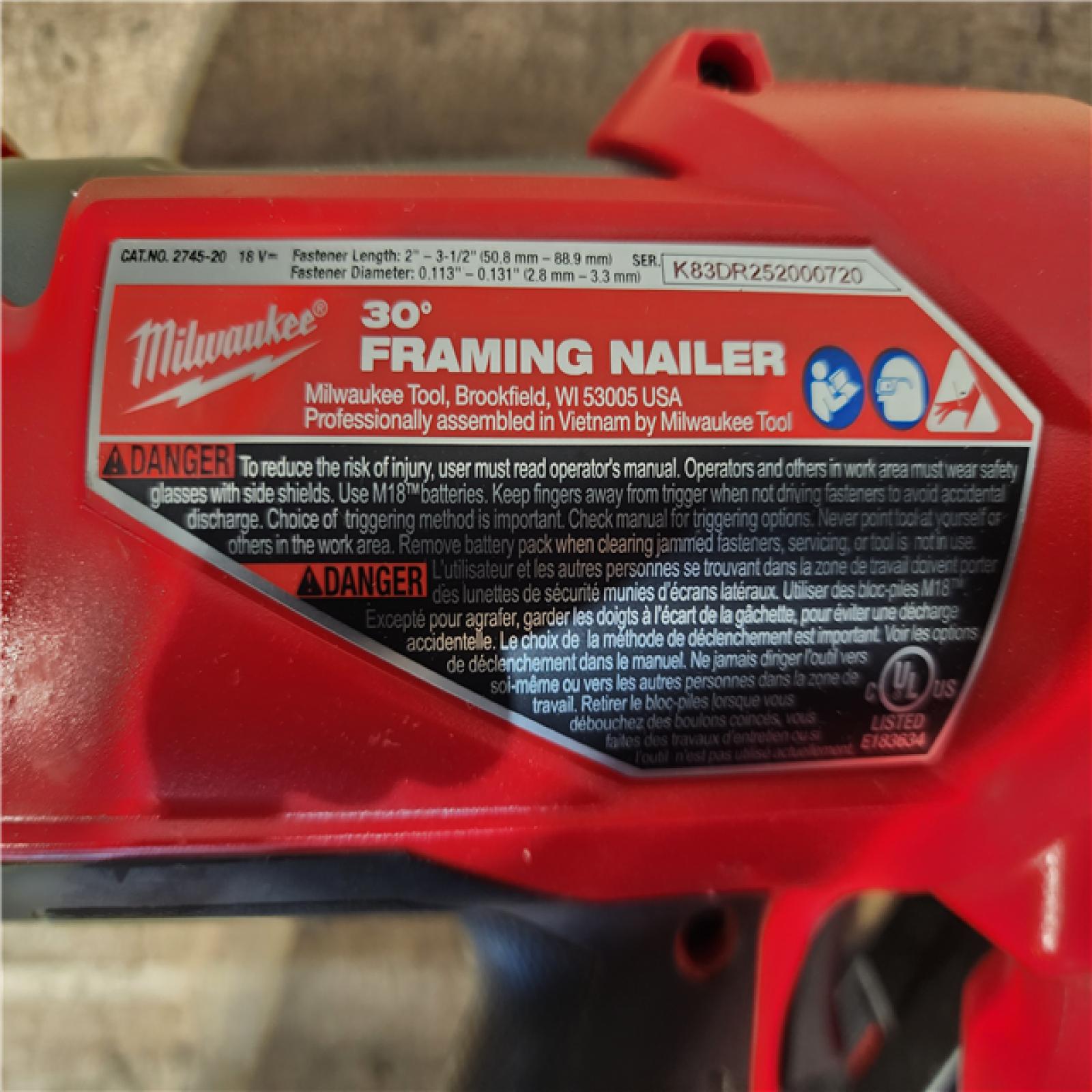 HOUSTON LOCATION - AS-IS Milwaukee FUEL 3-1/2 in. 18-Volt 30-Degree Lithium-Ion Brushless Cordless Framing Nailer (Tool-Only)