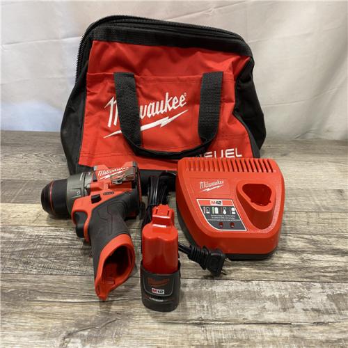 AS-IS Milwaukee FUEL 12-Volt Lithium-Ion Brushless Cordless 1/2 in. Hammer Drill Kit