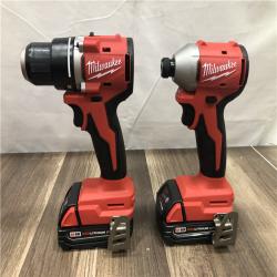 AS-IS  Milwaukee 18V Lithium-Ion Brushless Cordless Compact Drill/Impact Combo Kit