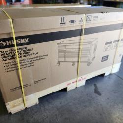 DALLAS LOCATION- Husky 72 in. W x 24 in. D Heavy Duty 18-Drawer Mobile Workbench Cabinet with Adjustable-Height Hardwood Top in Matte Black