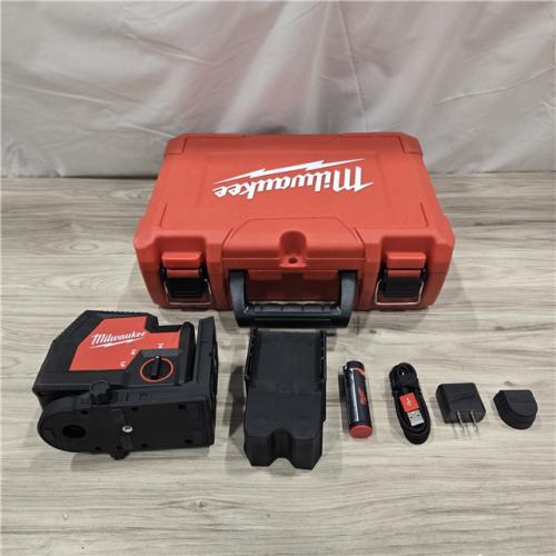 AS-IS Milwaukee-3522-21 Cross Line Plumb Point USB Green Laser Kit