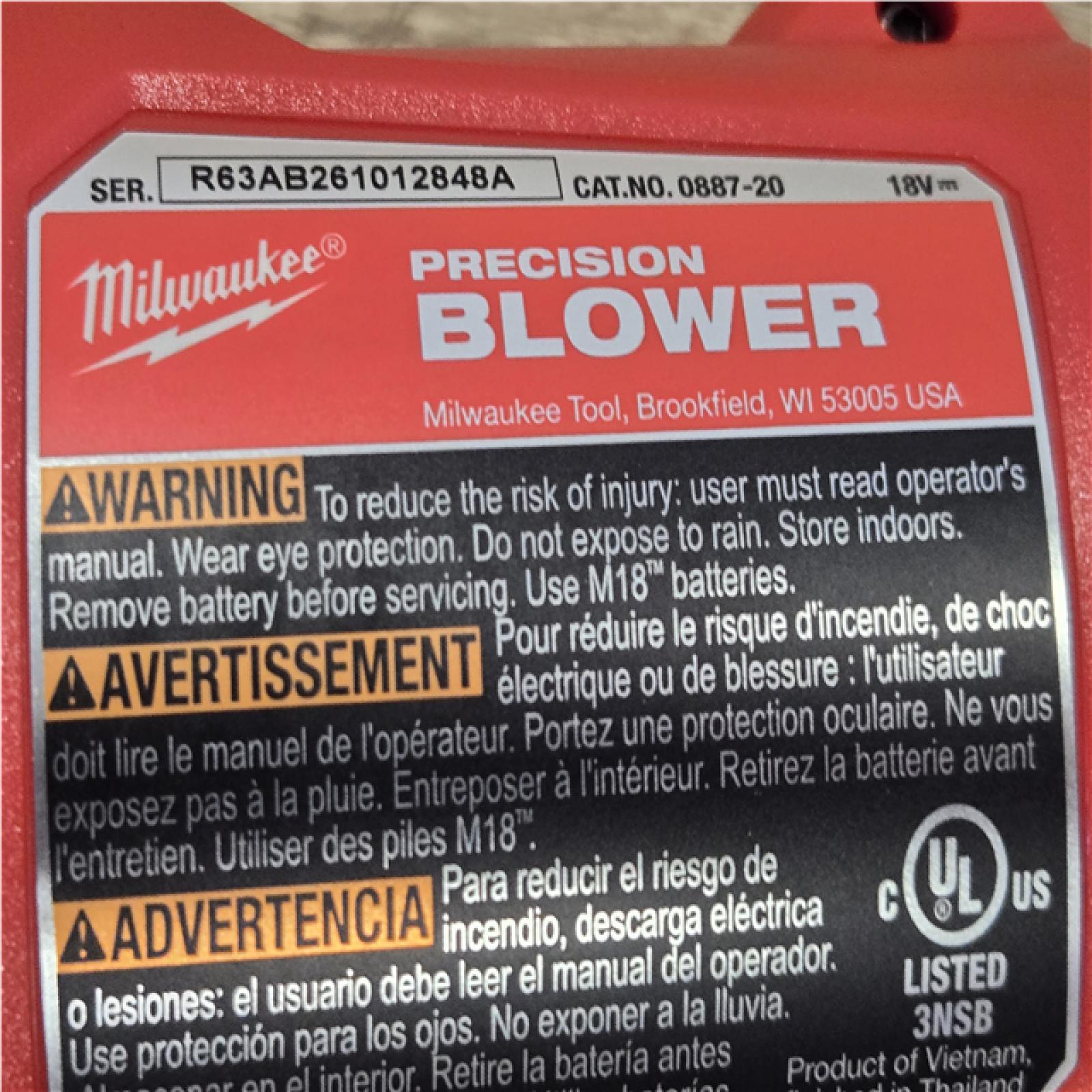 AS-IS Milwaukee 18V Lithium-Ion 570 MPH Brushless Cordless Precision Blower (Tool-Only)